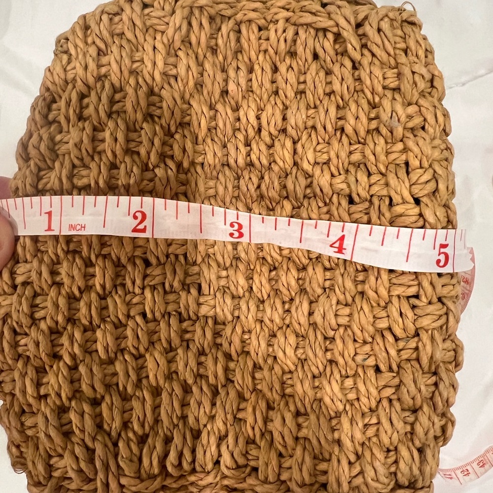 Jcrew Woven Straw Pearl Accent Handbag - Camel.NWOT - Picture 5 of 6